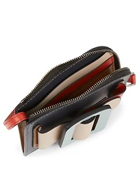 Buckle Colourblock Leather Card Holder