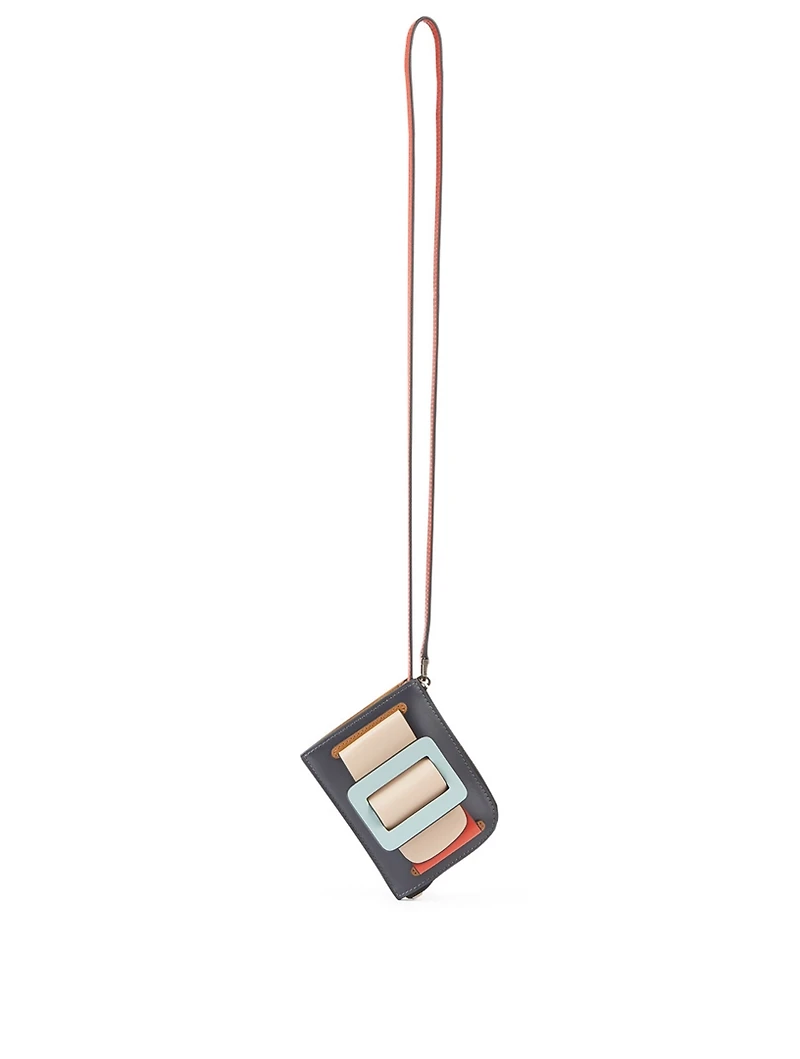 Buckle Colourblock Leather Card Holder