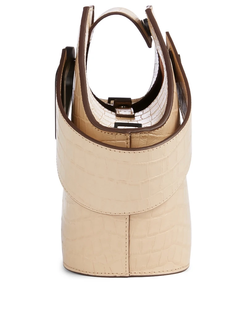 Mini Johnny Croc-Embossed Leather Hexagonal Bucket Bag