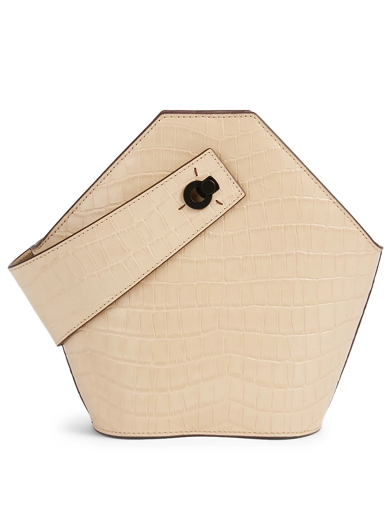 Mini Johnny Croc-Embossed Leather Hexagonal Bucket Bag
