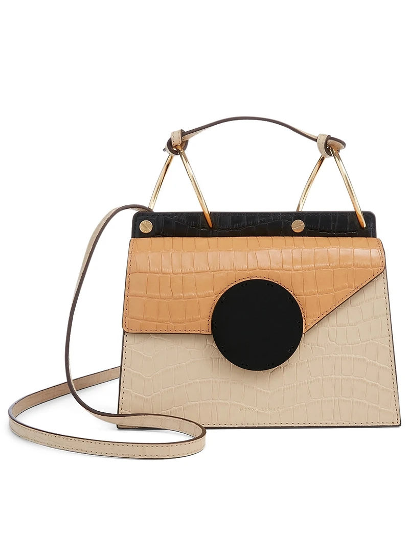 Phoebe Bis Croc-Embossed Leather Crossbody Bag