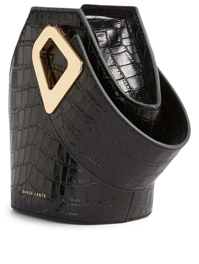 XS Johnny Croc-Embossed Leather Hexagonal Bucket Bag