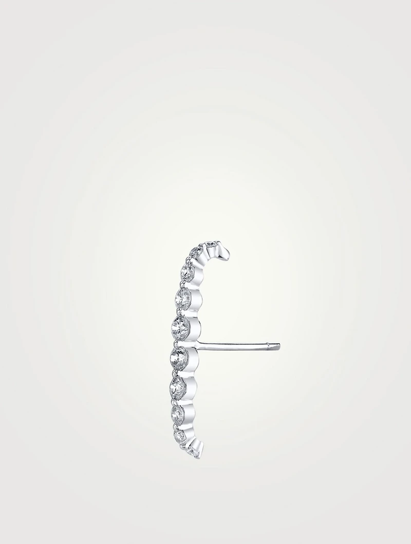 18K Gold Floating Diamond Lobe Cuff Earring