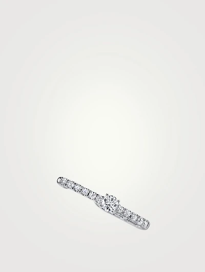 18K White Gold Diamond Lobe Huggie Earring With Round Diamond Centre