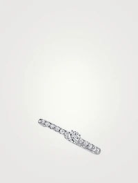 18K White Gold Diamond Lobe Huggie Earring With Round Diamond Centre