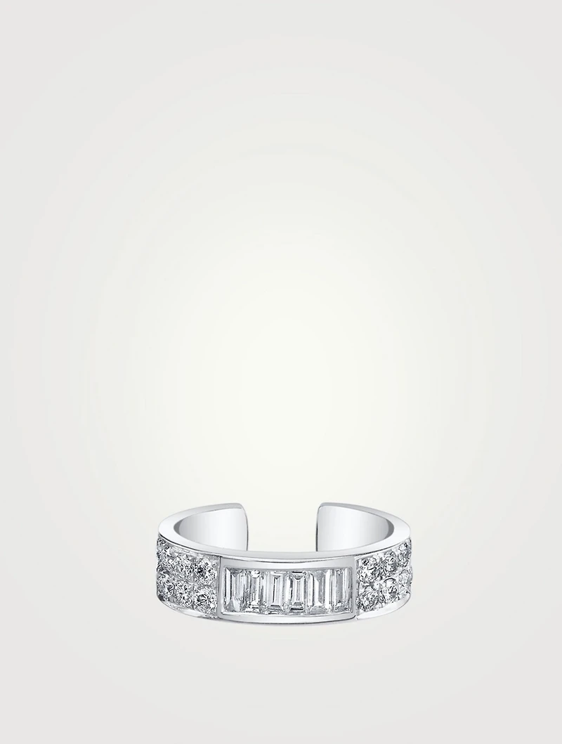 18K White Gold Ear Cuff With Diamonds