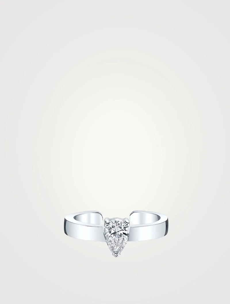 18K White Gold Wide Ear Cuff With Diamond