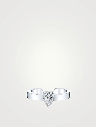 18K White Gold Wide Ear Cuff With Diamond
