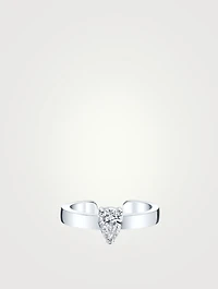18K White Gold Wide Ear Cuff With Diamond