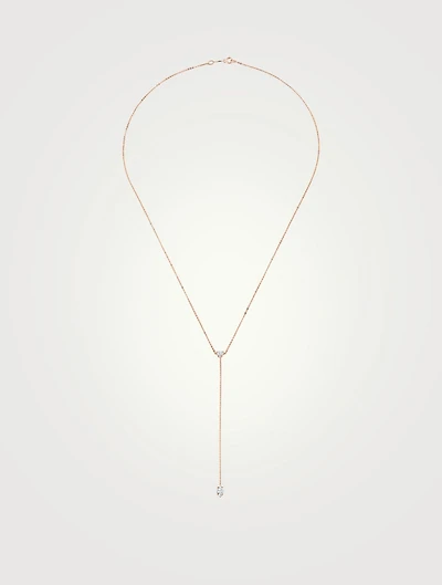 18K Rose Gold Lariat Necklace With Diamonds