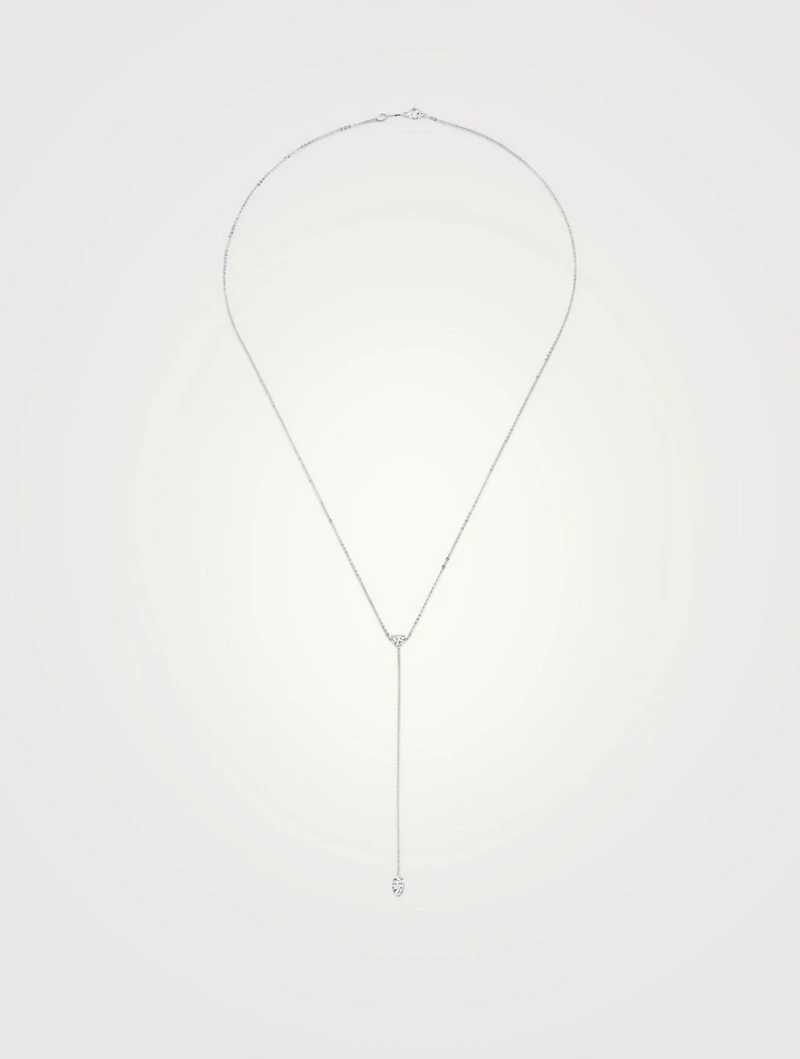 18K White Gold Lariat Necklace With Diamonds
