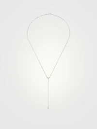 18K White Gold Lariat Necklace With Diamonds