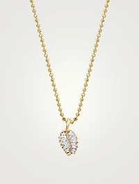 18K Gold Palm Leaf Necklace With Diamonds