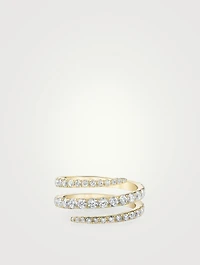 18K Gold Coil Ring With Diamonds