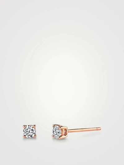 18K Rose Gold Diamond Stud Earrings