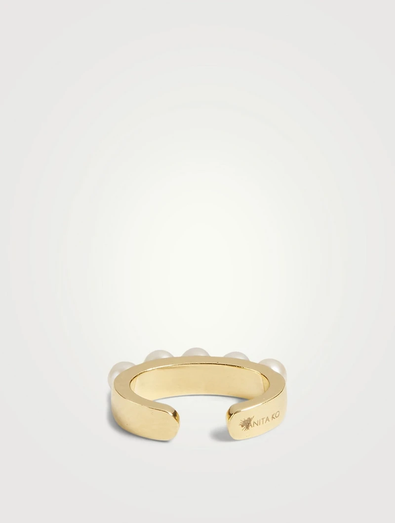 18K Gold Pearl Ear Cuff