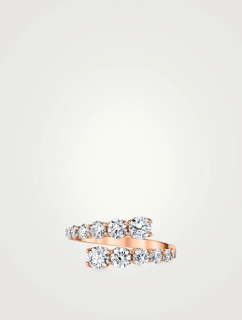 18K Rose Gold Twist Ring With Diamonds