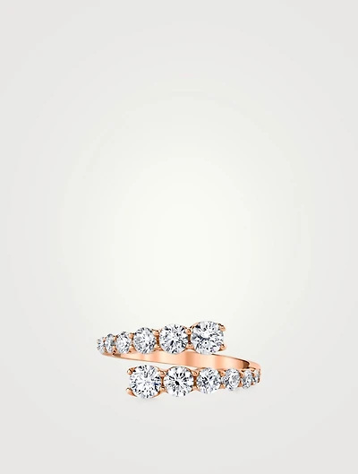 18K Rose Gold Twist Ring With Diamonds