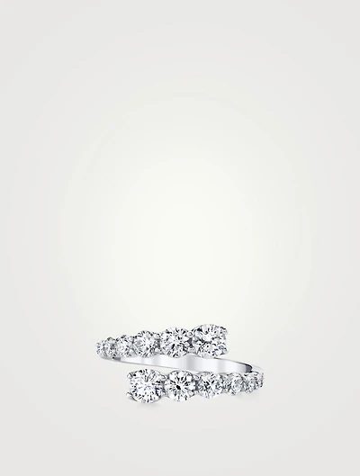 18K White Gold Twist Ring With Diamonds