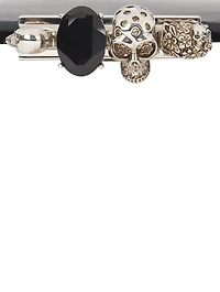 Four-Ring Lizard-Embossed Leather Clutch Bag
