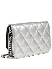 B. Metallic Leather Wallet Chain Bag