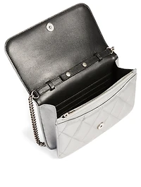 B. Metallic Leather Wallet Chain Bag