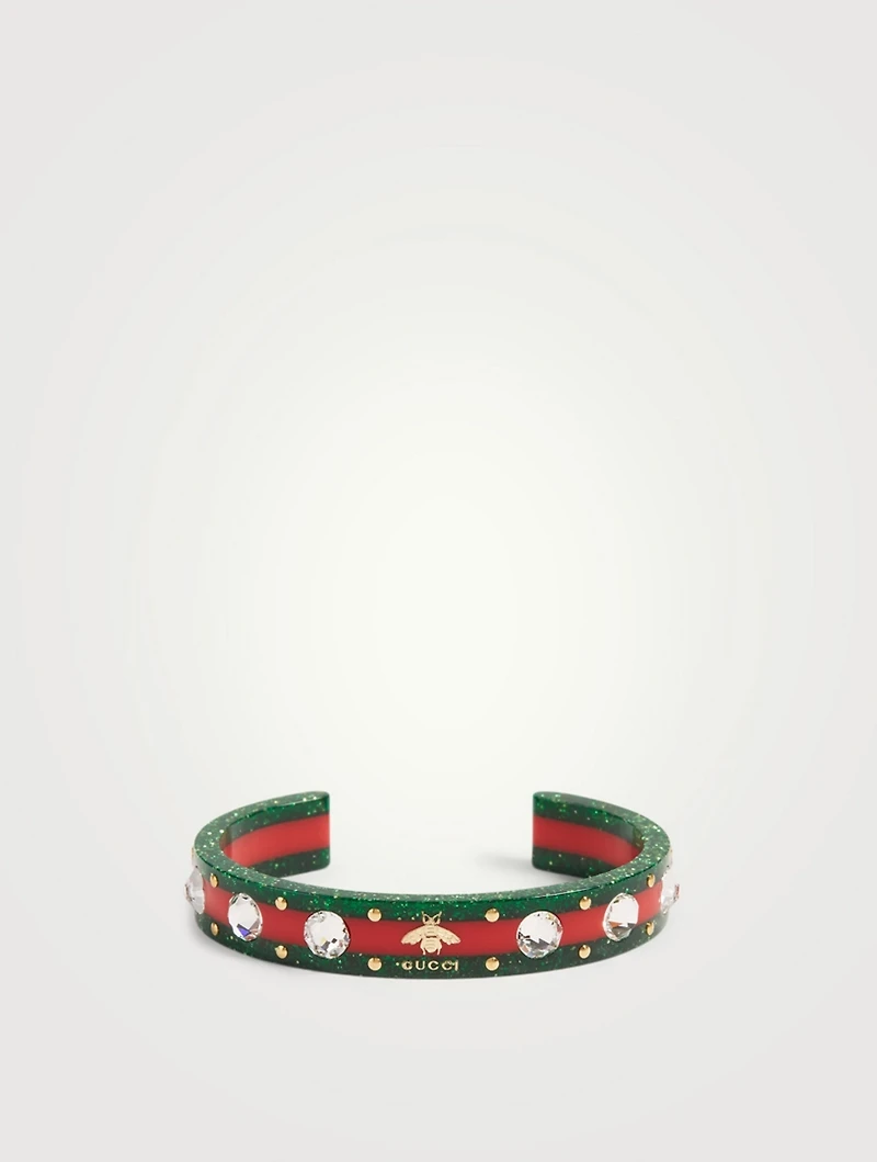 Vintage Web Cuff Bracelet With Crystals