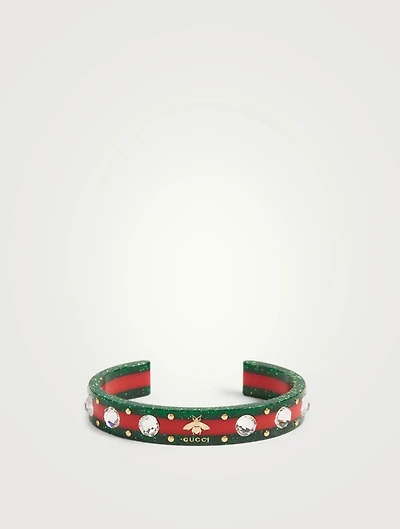Vintage Web Cuff Bracelet With Crystals