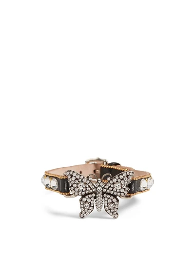 Leather Butterfly Bracelet With Crystals