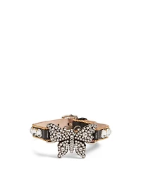 Leather Butterfly Bracelet With Crystals