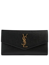 Large Uptown YSL Monogram Leather Wallet