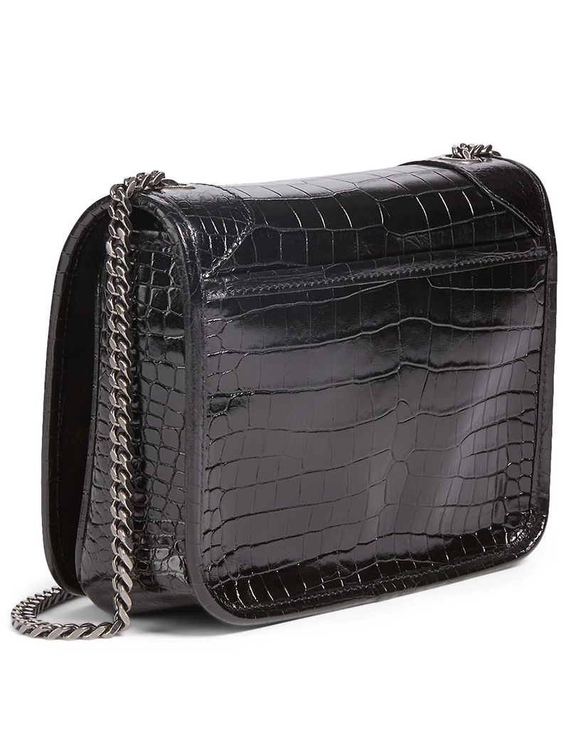 Niki YSL Monogram Croc-Embossed Chain Wallet Bag