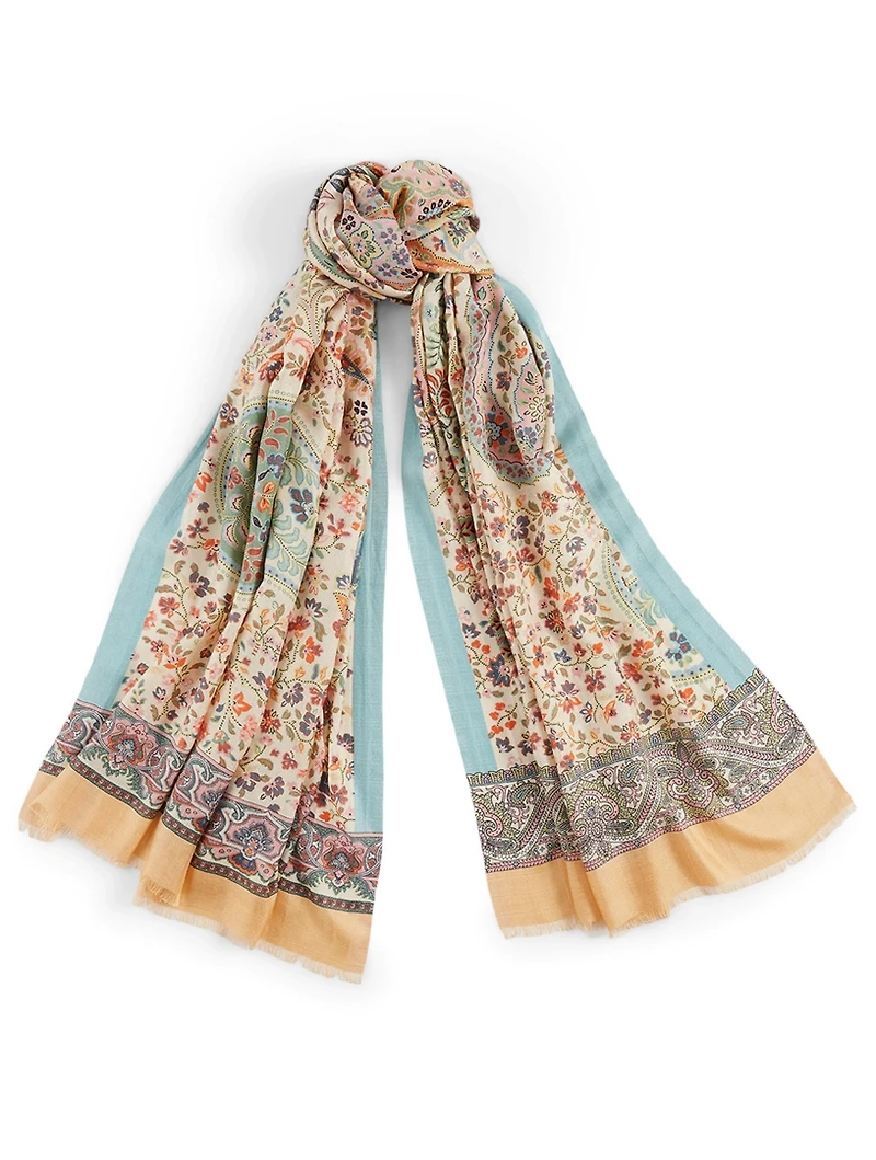 Silk Scarf In Floral Paisley Print