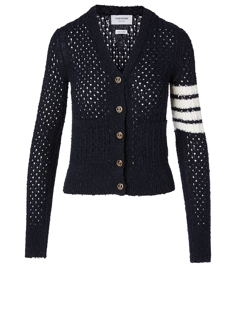 Wool-Blend Four-Bar Cardigan