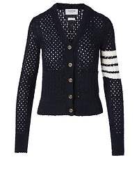 Wool-Blend Four-Bar Cardigan
