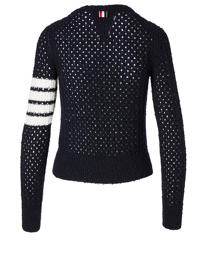 Wool-Blend Four-Bar Cardigan