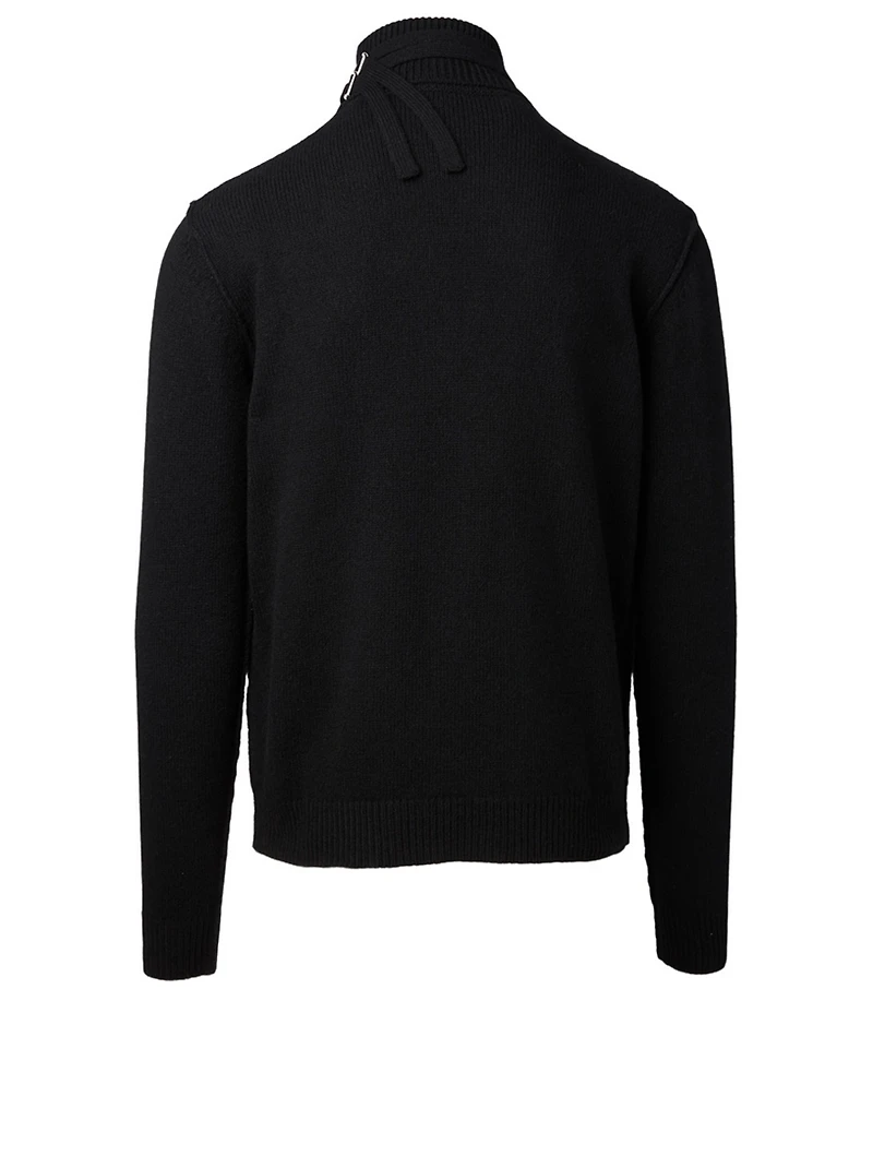 Wool Turtleneck Sweater With Double Straps