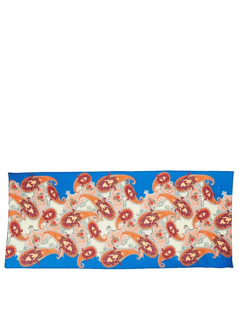 Pleated Scarf In Foliage Print