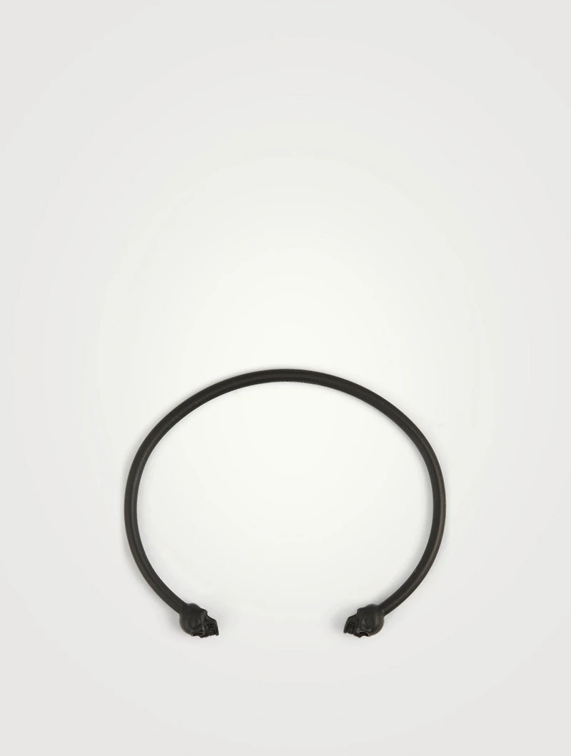 Thin Twin Skull Bangle Bracelet