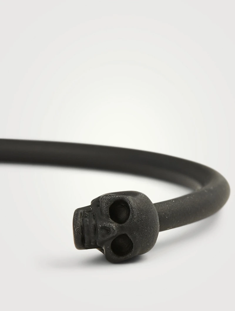 Thin Twin Skull Bangle Bracelet