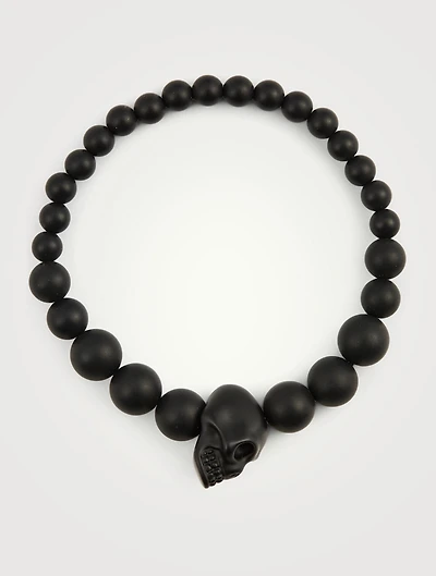 Matte Beaded Skull Bracelet