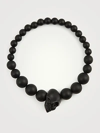Matte Beaded Skull Bracelet