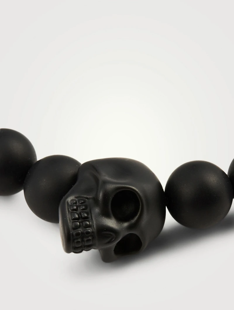 Matte Beaded Skull Bracelet