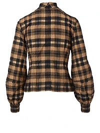 Cotton-Blend Blouse Check Print