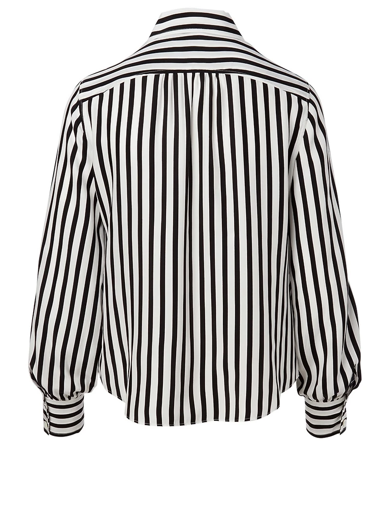 Silk Blouse Stripe Print