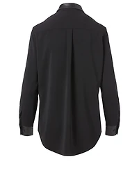 Signature Blouse With Leather Detail