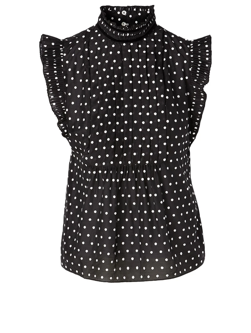 Cotton And Silk Top Polka Dot Print