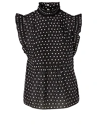 Cotton And Silk Top Polka Dot Print