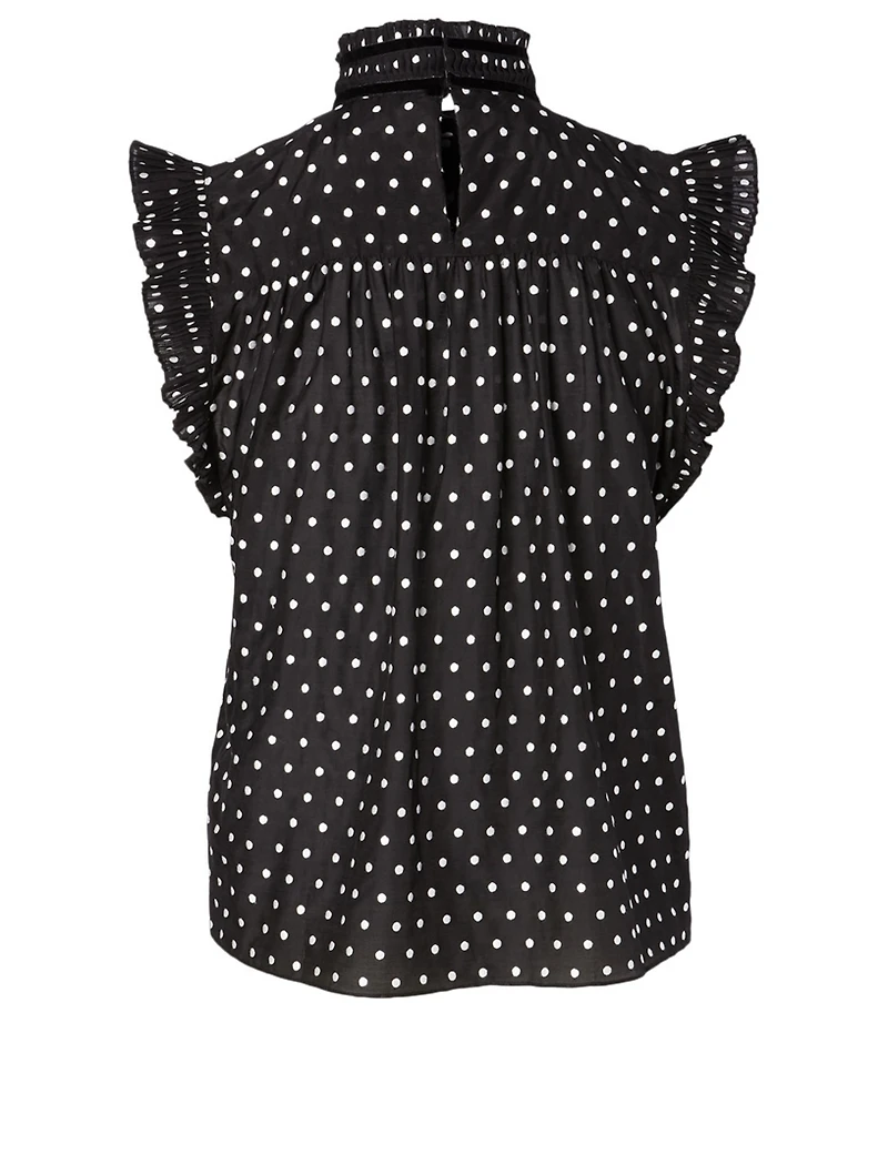 Cotton And Silk Top Polka Dot Print