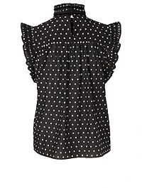 Cotton And Silk Top Polka Dot Print